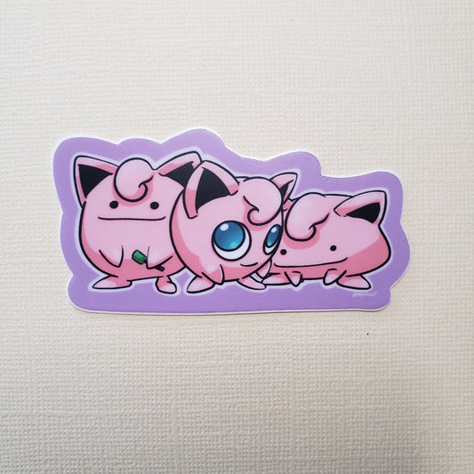 Pokemon Jigglypuff and Ditto Trio Illustration Individual Stickers