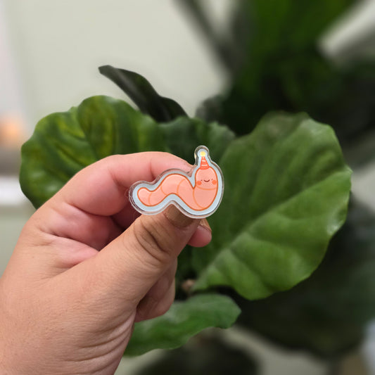 Wormy Acrylic Pin