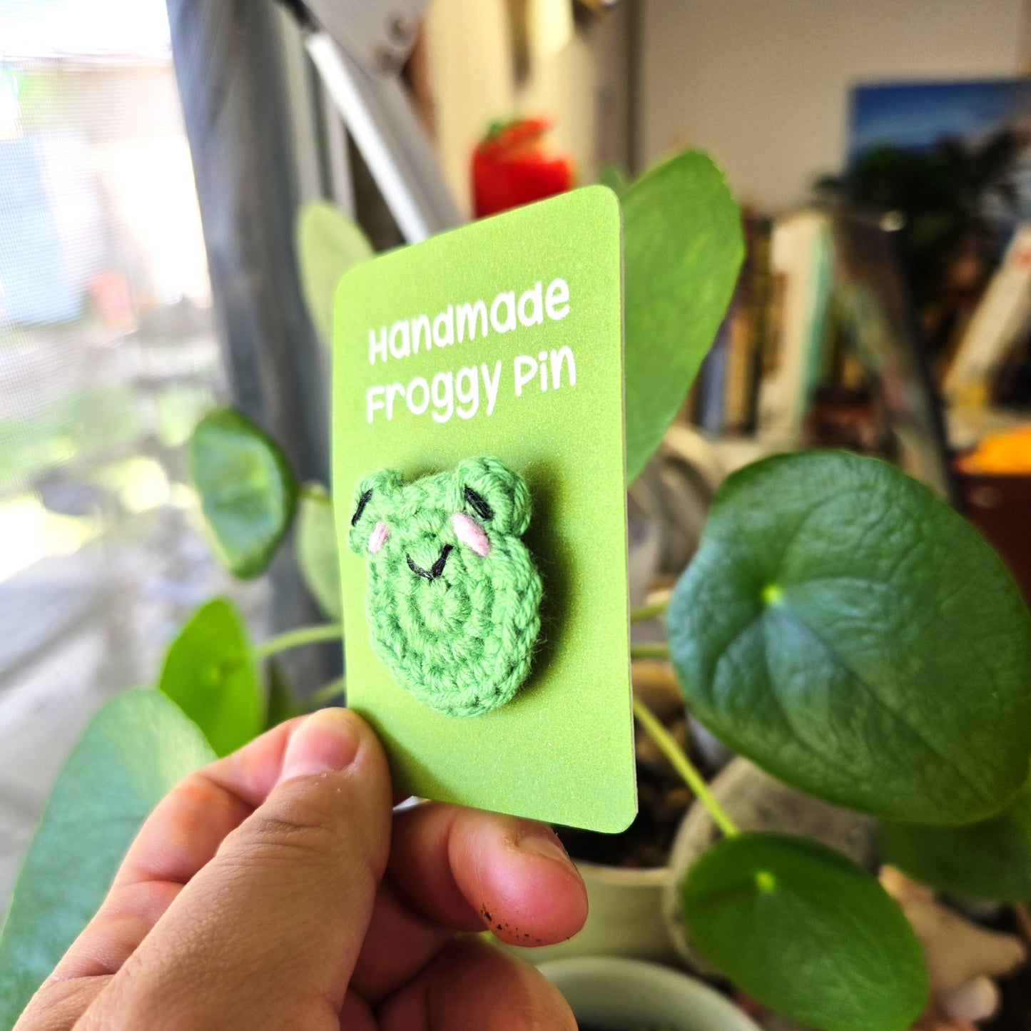 Handmade Crochet Froggy Pin