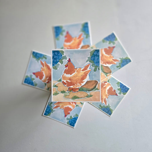 Fluffy Hen Mini Print
